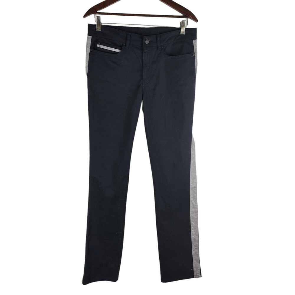 Escada Sport Linda Jeans Black Straight Leg Metallic Cotton Size L 32x33.5